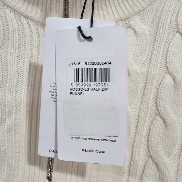 Reiss Rosso Cable Stitch Quarter Zip Sweater - Picture 5 of 8